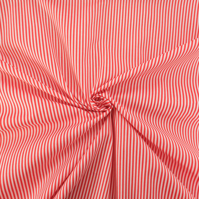 Red Striped Cotton Poplin - Maison Klem